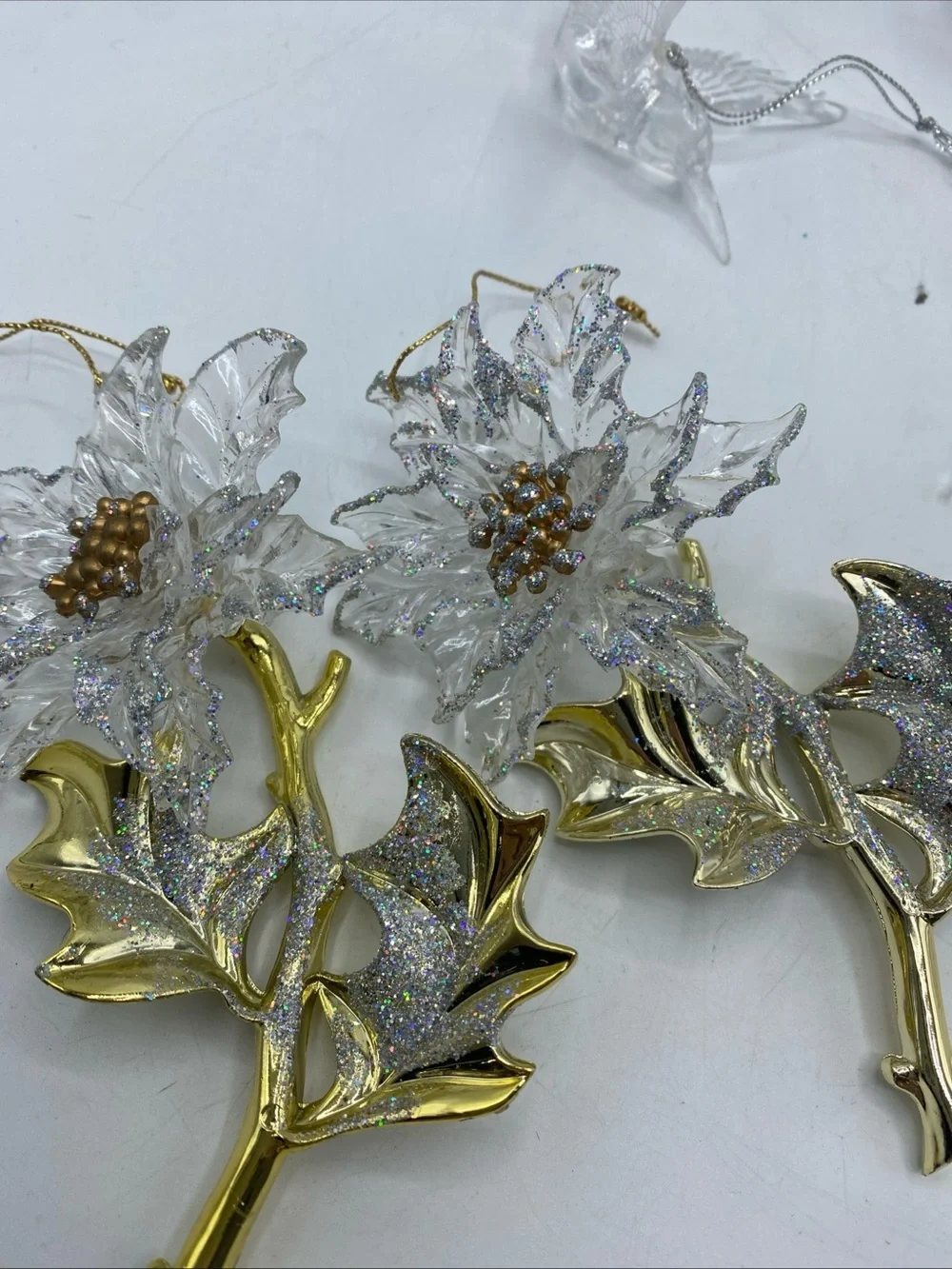 Clear Acrylic Christmas Tree Ornaments Holiday Humming Swan Birds Flower Noah’s